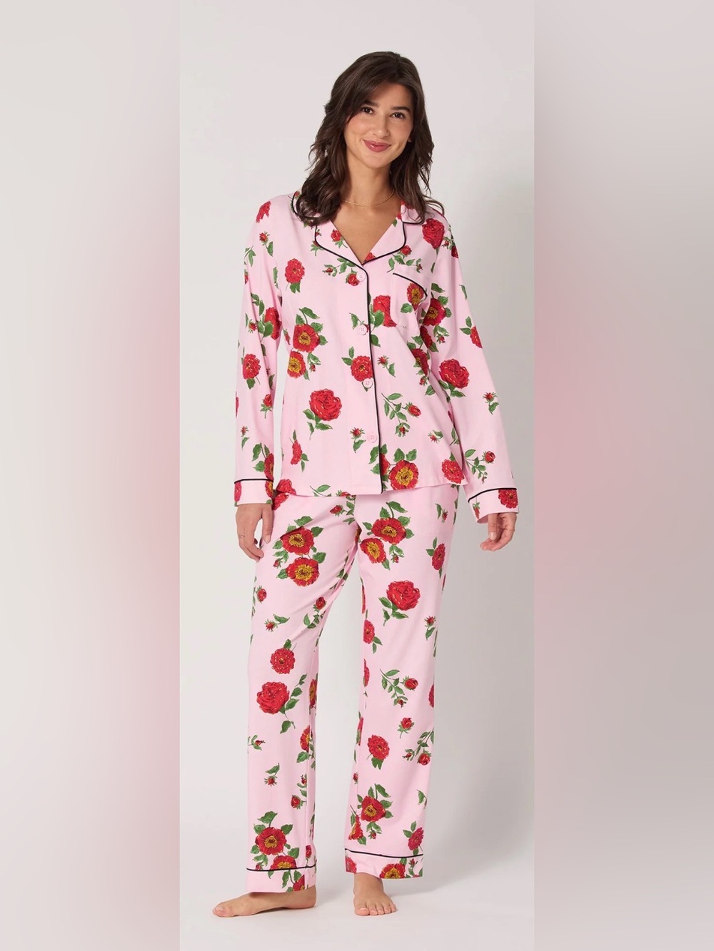 BedHead Pink Floral Button-Down Pajama Set
